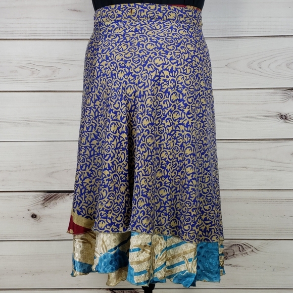 Darn Good Yarn Sari Silk Wrap Skirt Tea XL/Plus - Picture 2 of 16